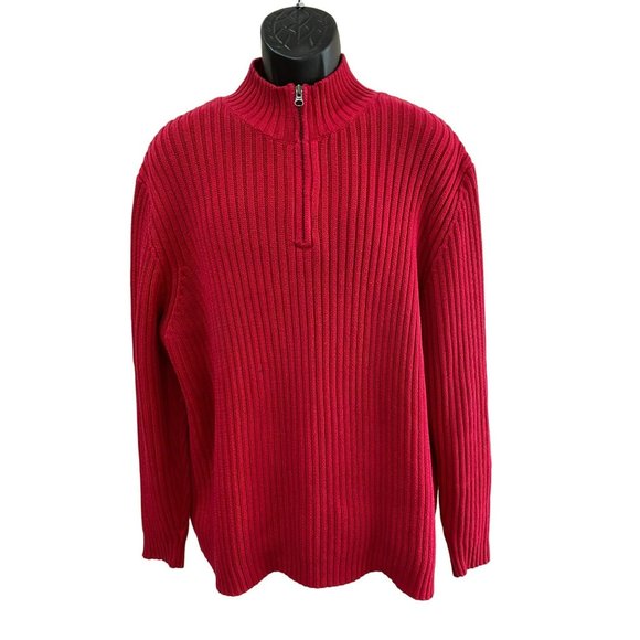 Landsend Men’s Heavy Crew Neck 1/4 Zip Sweater Size XL - Picture 1 of 8